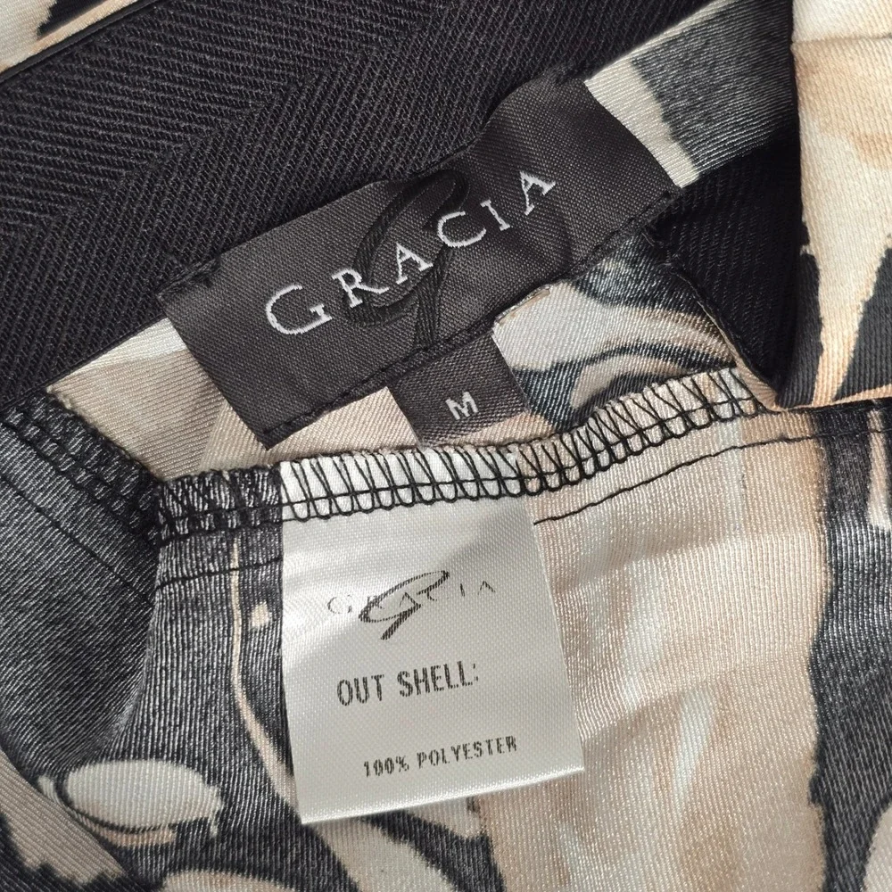 Gracia Maxi Skirt Women M Black Floral Satin Side Zip Boho Resort Minimalist‎